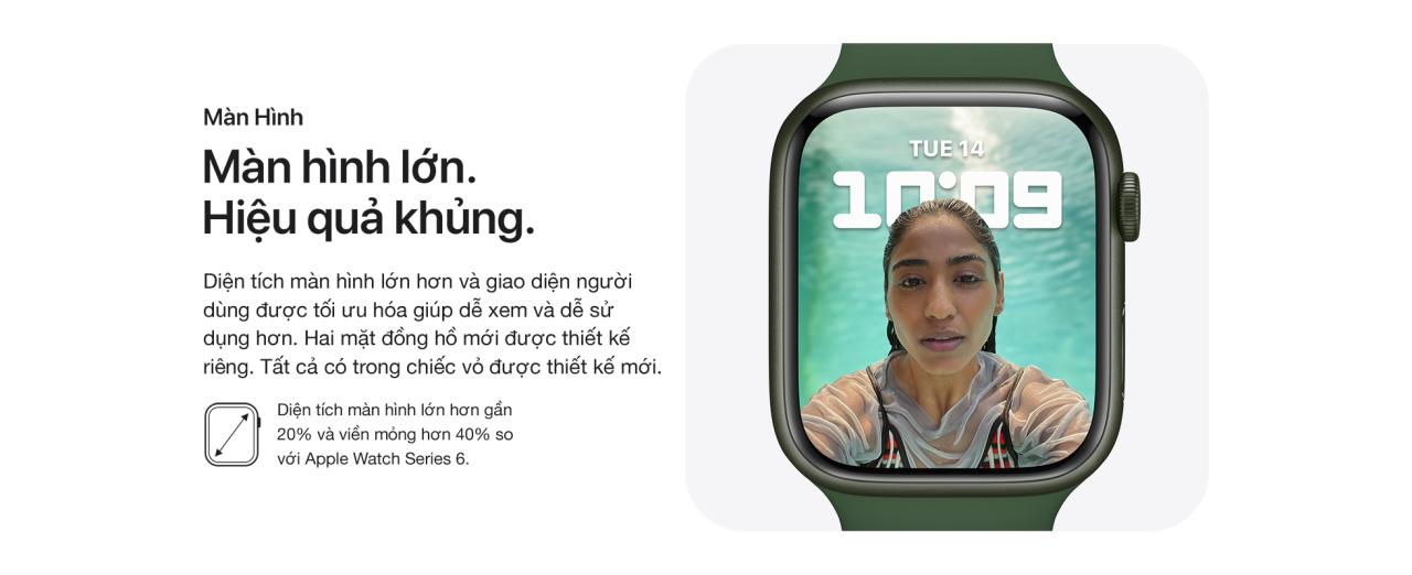 Apple Watch Series 7 LTE 41mm - Màn hình lớn